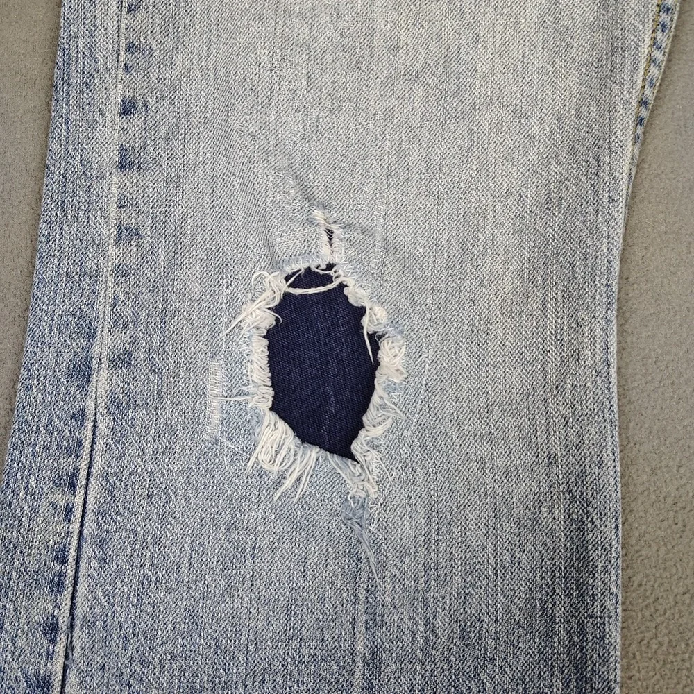 Vintage Y2K Levis Low Boot Cut 34x28 Blue Patchwork Thrashed Skater Grunge Rave